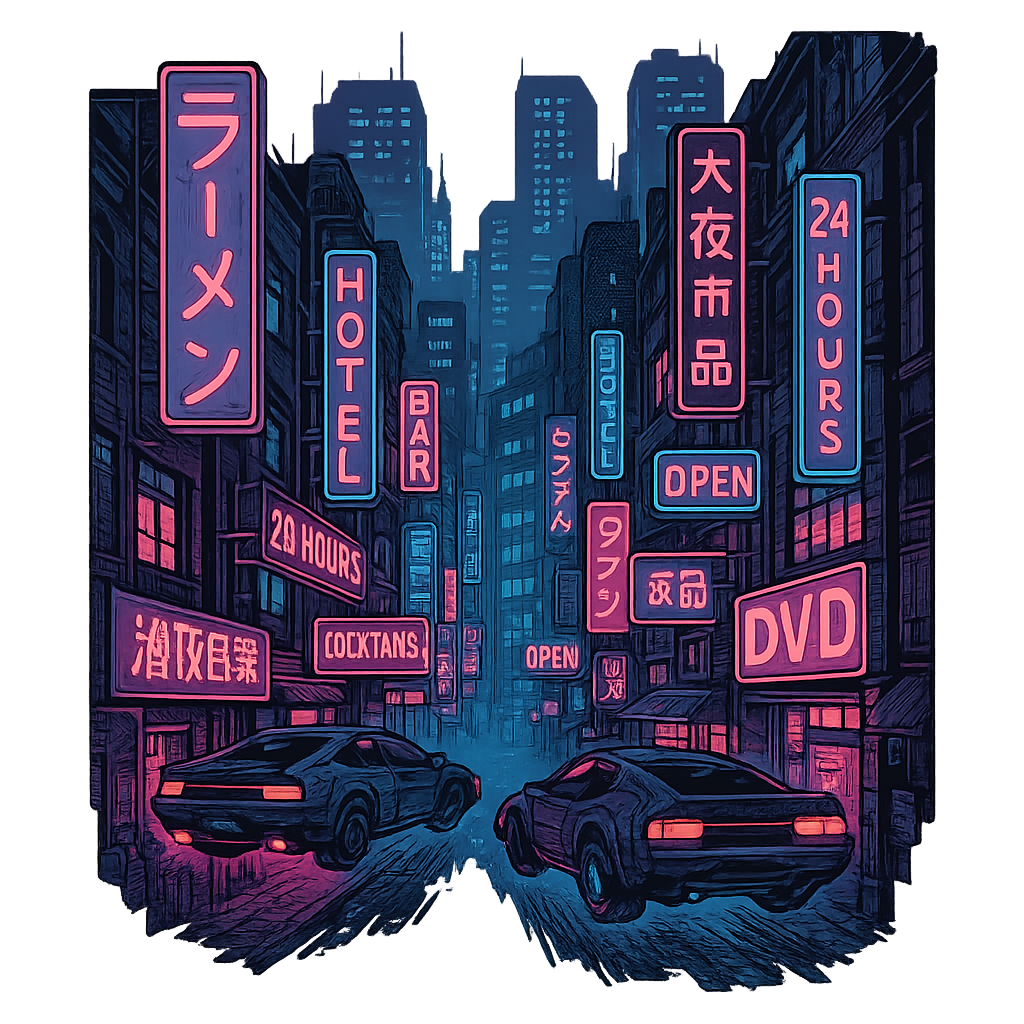 Cyberpunk Cityscape With Hoodie